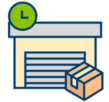 A clock-themed delivery icon representing Ottawa Storage.