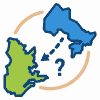 A map of Canada showing an arrow indicating the move from Ontario to Quebec.