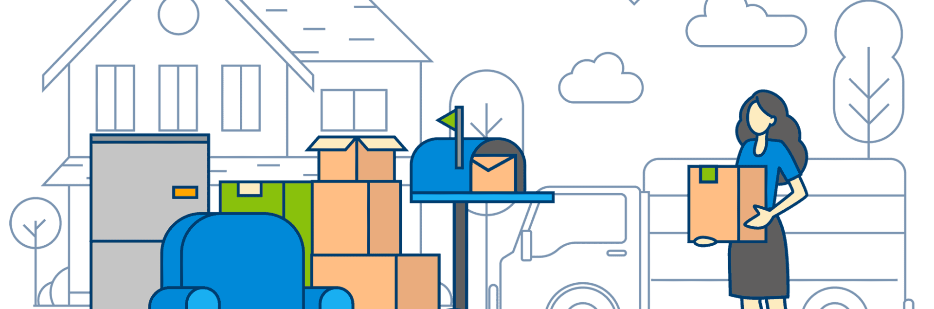 A woman is standing next to bher mailbox.