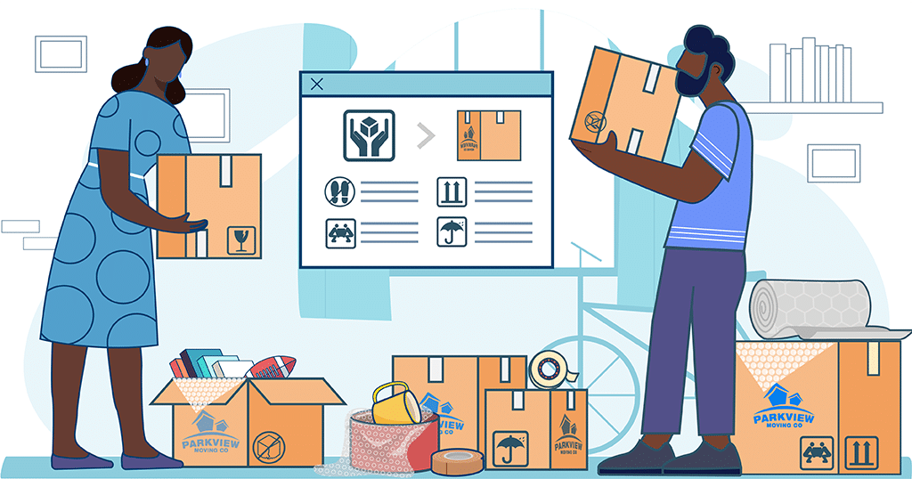 Couple protecting their valuables while packing for a move