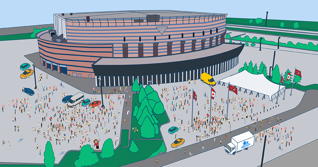 Parkview Moving truck parked in front of the Canadian Tire Centre in Kanata, Ontario